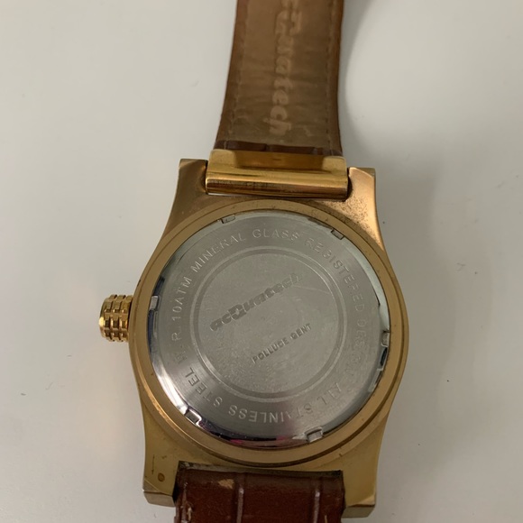 Brown and gold Acquatech watch. Real leather band. - Picture 3 of 4